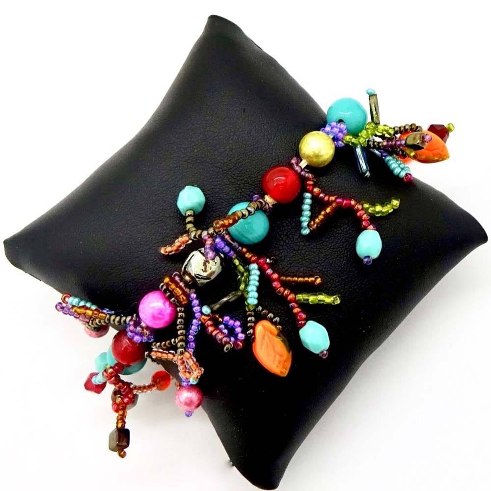 GLASS BEAD STRETCH BRACELET BOHO HIPPIE
